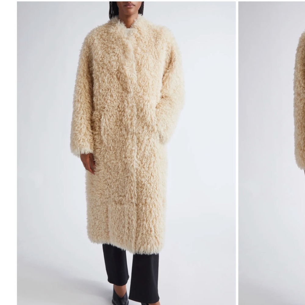 Stand Studio sz 36 4 ivory Carolina Coat faux fur curl nwt